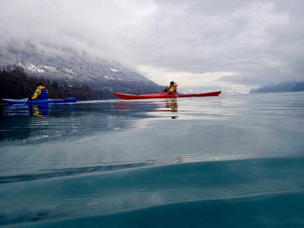Kayaking in lake