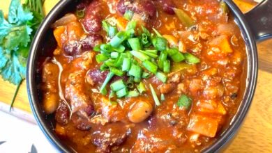 Saucepan of chili pinto beans