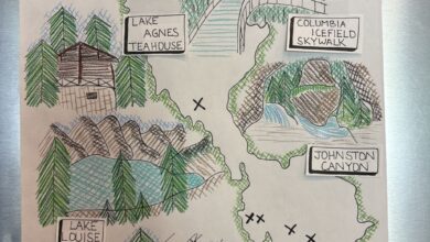 Hand drawn poster of Banff and the top things to see there according to the author.